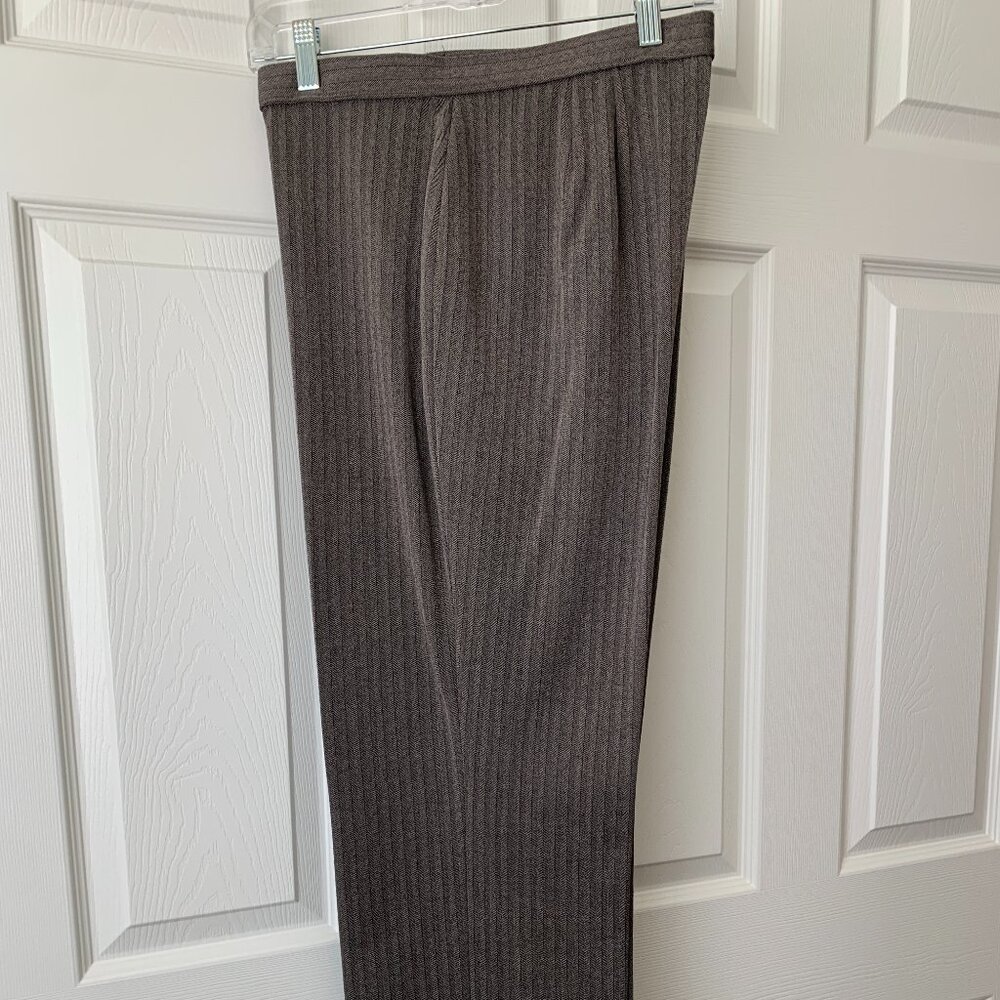 PETITE Striped Straight Leg Pant - Brown Multi-Color